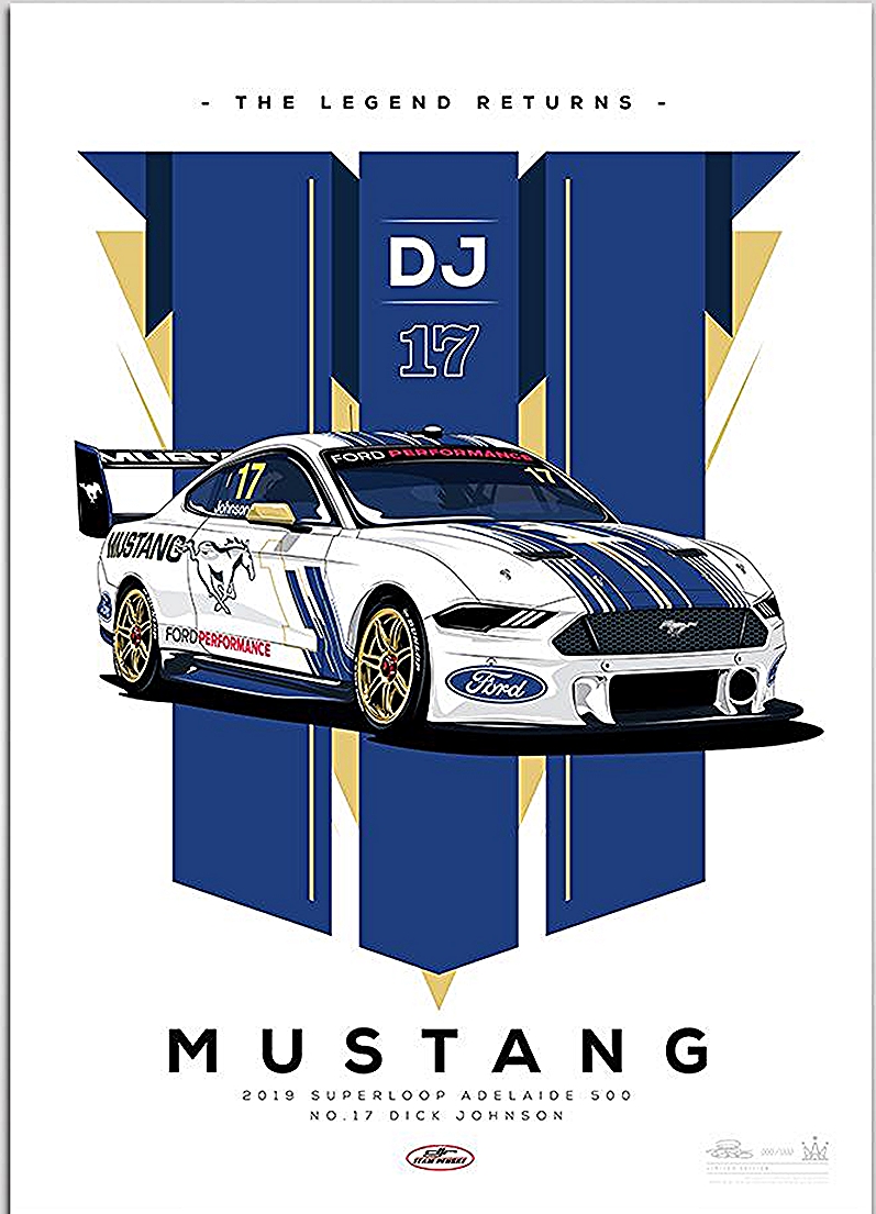 The Legend Returns: 2019 Superloop Adelaide 500 #17 Dick Johnson Mustang Illustrated Print