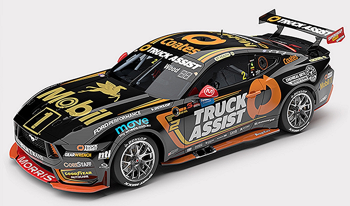 Mobil 1 Optus Racing #2 Ford Mustang GT 2024 Panasonic Air Conditioning Sydney SuperNight, Ryan Wood (Mobil 1 50th Anniversary Gold Livery)